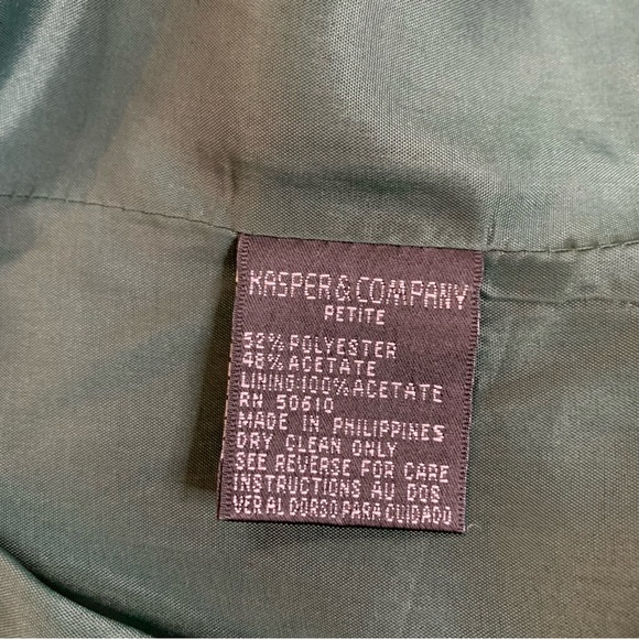 Dark Green Petite Kasper & Company ASL Two piece Pant Suit - Picture 5 of 7